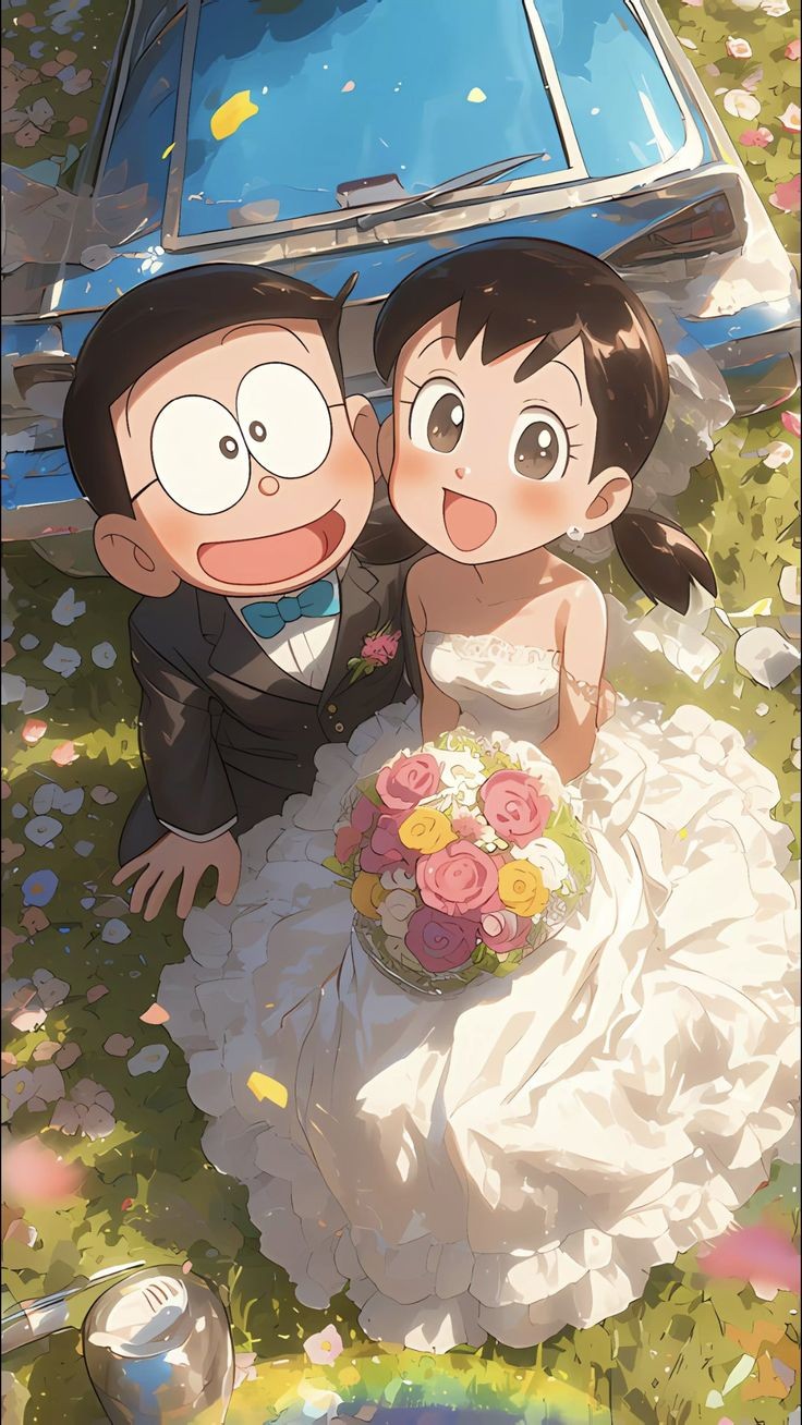 Nobita and Shizuka Love Wallpaper