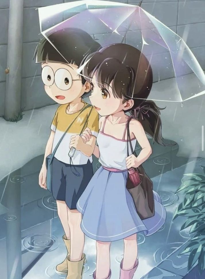 Nobita and Shizuka Love Wallpaper