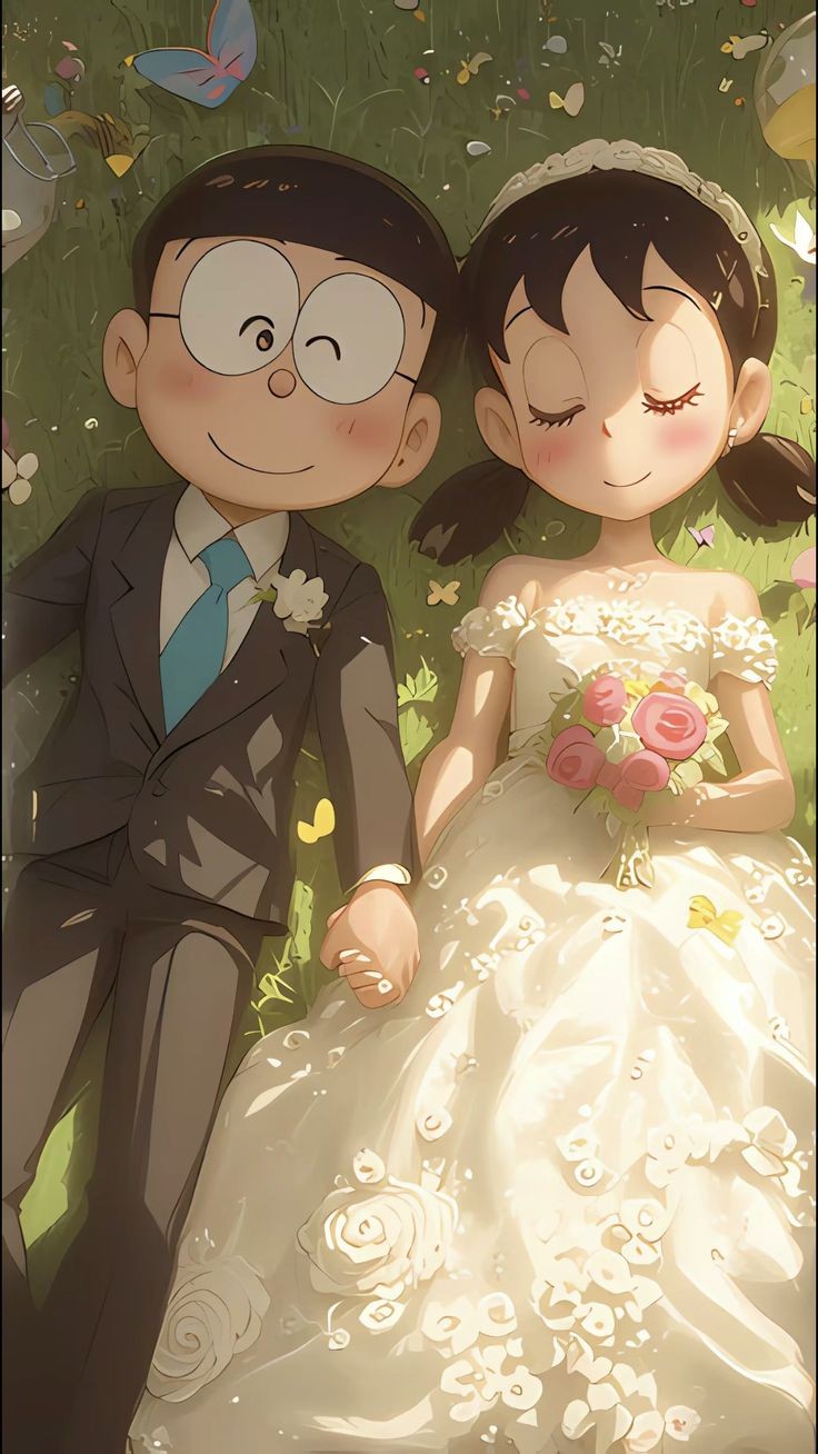 Nobita and Shizuka Love Wallpaper