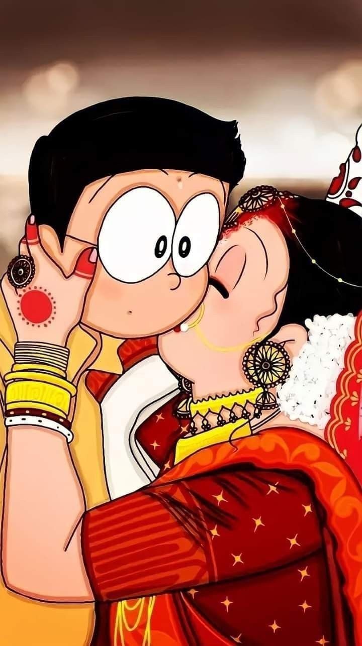 Nobita and Shizuka Love Wallpaper