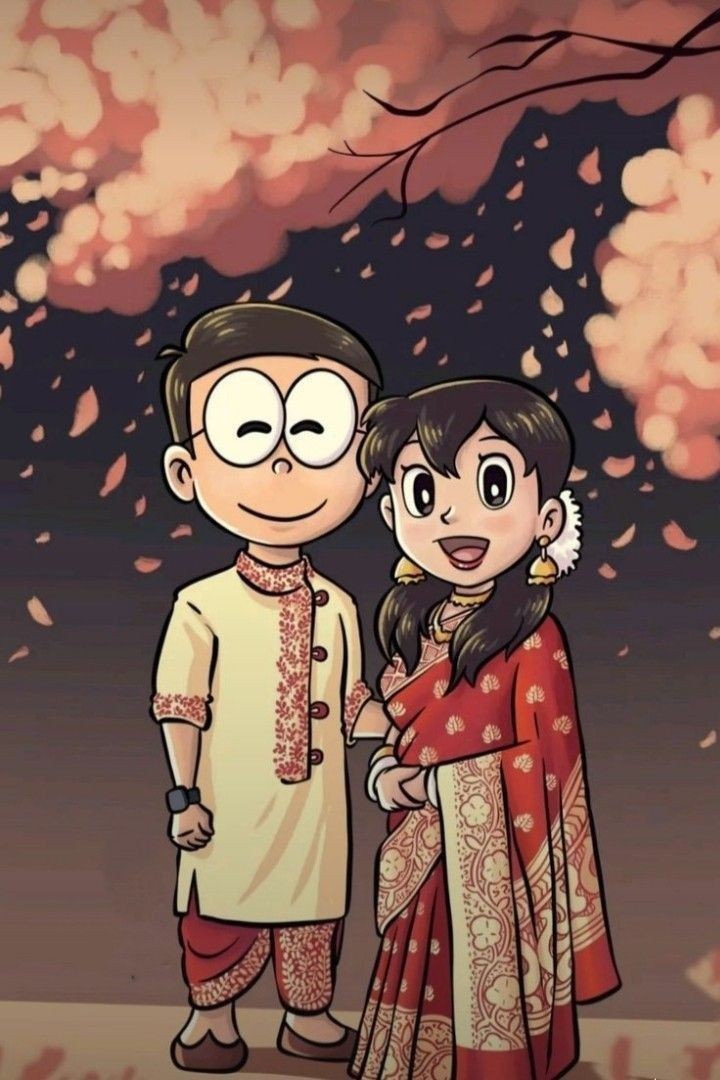 Nobita and Shizuka Love Wallpaper