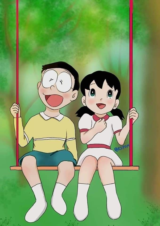 Nobita and Shizuka wallpaper