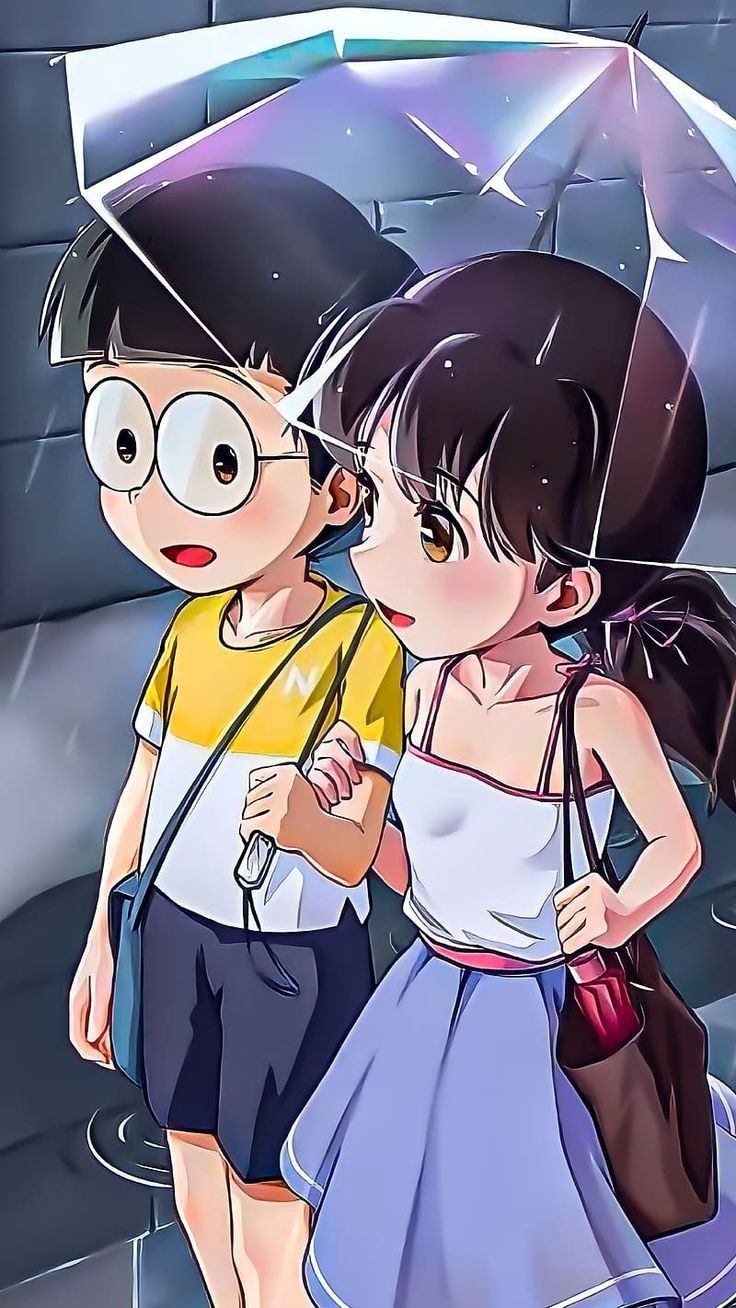 Nobita and Shizuka wallpaper