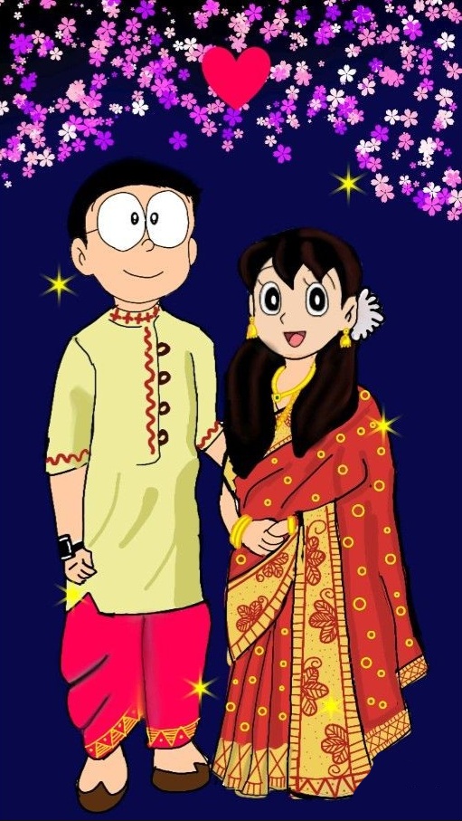 Nobita and Shizuka wallpaper