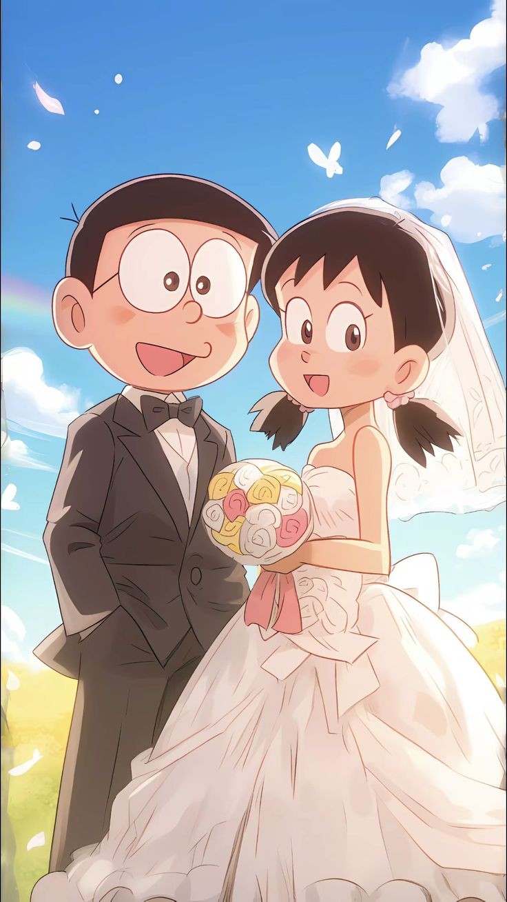 Nobita and Shizuka wallpaper