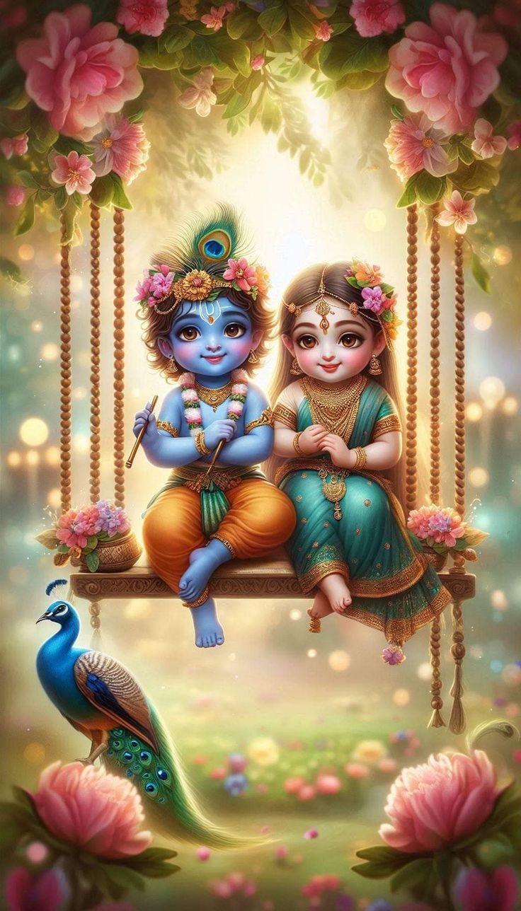 little radha krishna wallpaper