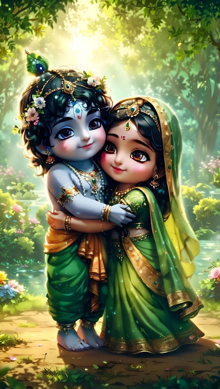 little radha krishna wallpaper