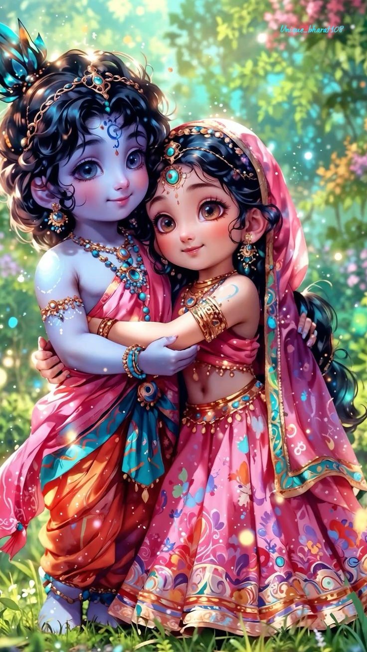 little radha krishna wallpaper